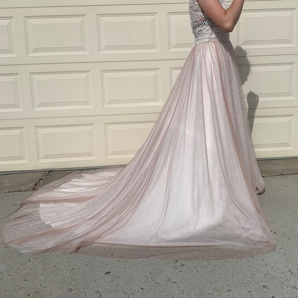 Mary’s Bridal Champagne Lace Sheer Wedding Dress - Picture 4 of 15